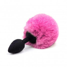 AfterDark Butt Plug with Pompon Black/Pink Size S