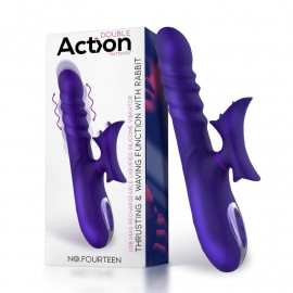 Action No. Fourteen Thrusting & Waving Function with Rabbit Liquid Silicone Purple