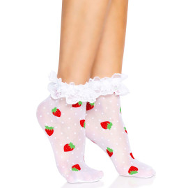 Leg Avenue Strawberry Ruffle Top Anklets 3015 White