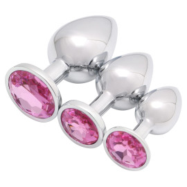 SuperLove Jewel Butt Plugs Training Kit Silver-Pink