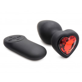 Booty Sparks 28X Silicone Vibrating Red Heart Anal Plug with Remote Small
