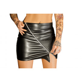 Noir Handmade F126 Ecoleather Miniskirt with 2-way Zipper Ruler
