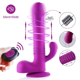 HiSmith C0723 Silicone Dildo Vibrator Anal Stimulation with Remote Controller & Suction Cup Purple