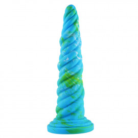 HiSmith HSD35 Awl Shape Silicone Dildo Suction Cup 10.12" Blue-Green