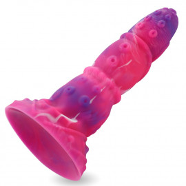 HiSmith HSD31 Realistic Silicone Tentacle Dildo Strong Suction Cup 8.59" Pink-Purple