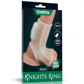 LoveToy Vibrating Ridge Knights Ring with Scrotum Sleeve