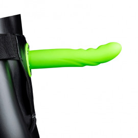 Ouch! Glow in the Dark Textured Curved Hollow Strap-on 8" 20cm