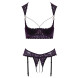 Cottelli Longline Shelf Bra & Suspender Thong Set with Pearls 2221357 Black