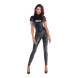 Noir Handmade Powerwetlook Jumpsuit with Short Sleeves 2730715 Black
