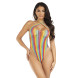Leg Avenue Rainbow Stripe Halter Bodysuit 89327 Multicolor
