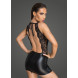 Noir Handmade F214 Powerwetlook and Lace Minidress with Deep Neckline on the Back
