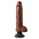 Pipedream King Cock 10" Vibrating Cock with Balls Brown